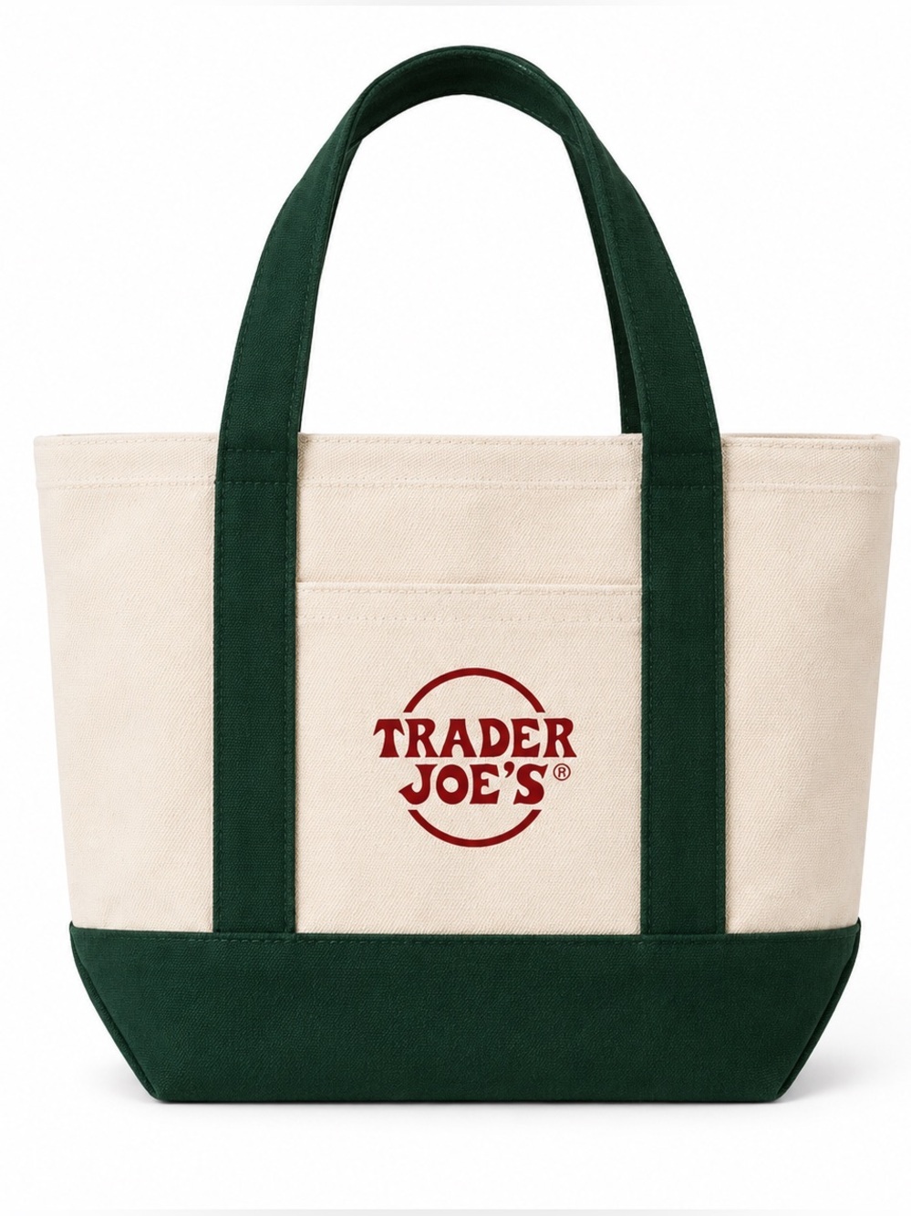NWT Trader Joe’s Iconic Canvas Tote Bag Green & Natural